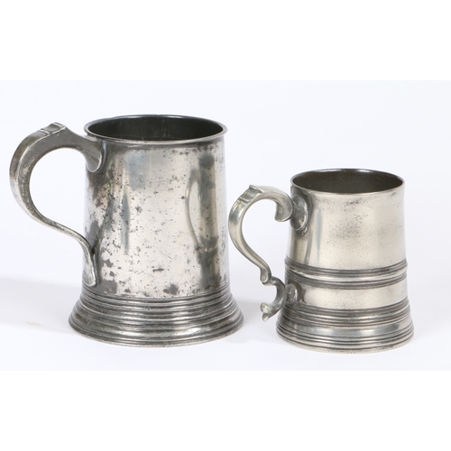 154 - A George III pewter OEWS pint glass-bottom mug, Lancashire, circa 1810

 Having a plain straight-sid... 