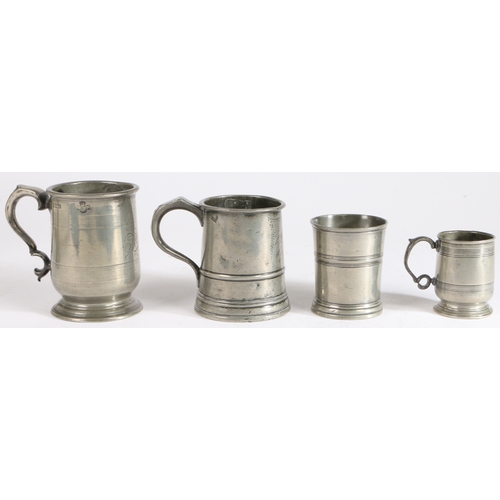 155 - A 19th century pewter Imperial pint mug, circa 1830

 The truncated cone drum with low fillet and en... 