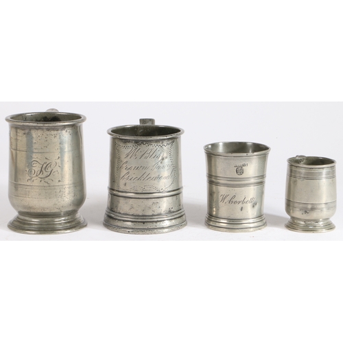 155 - A 19th century pewter Imperial pint mug, circa 1830

 The truncated cone drum with low fillet and en... 