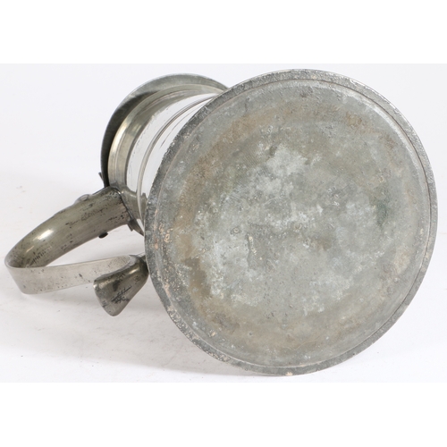 164 - A George III pewter flat-lid spouted flagon, Scottish, circa 1790

 Having a straight-sided tapering... 