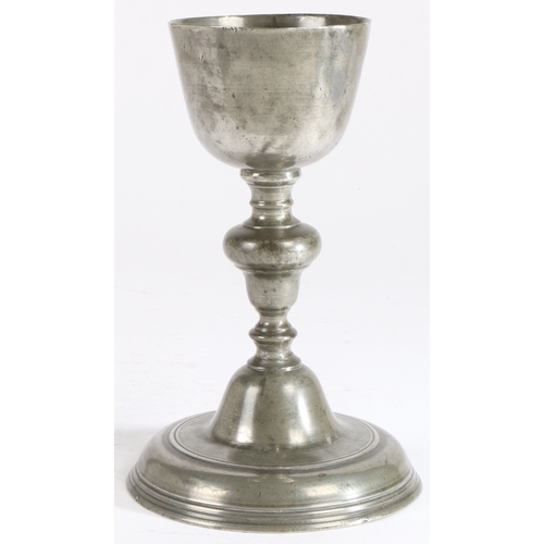 181 - A rare William & Mary pewter recusant chalice, circa 1700

 Having a relatively small bowl, with f... 