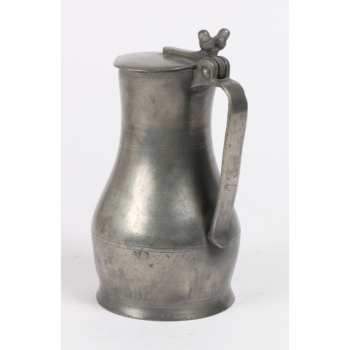 206 - A George II/III pewter quart Jersey measure, circa 1750-1800

 Type 1 (Woolmer), the pear-shaped bod... 