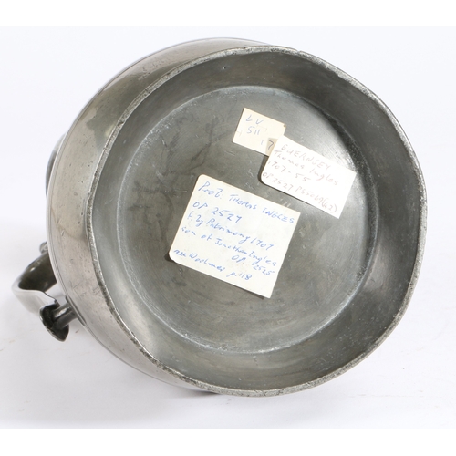 208 - A good George II pewter half-gallon Guernsey measure, Hampshire, circa 1730

 Type 1 (Woolmer), with... 