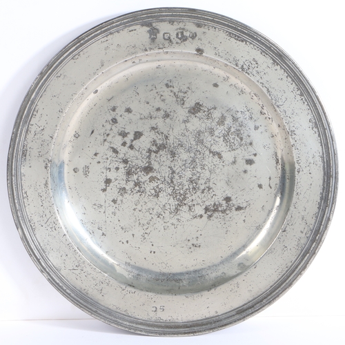 215 - A William & Mary pewter multiple-reeded dish, circa 1690

 With hallmarks to front rim and touchmark... 