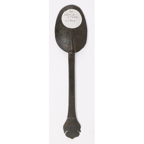 231 - A William & Mary pewter trifid spoon, circa 1690

 Having a broad flat stem, dated makers mark of ... 