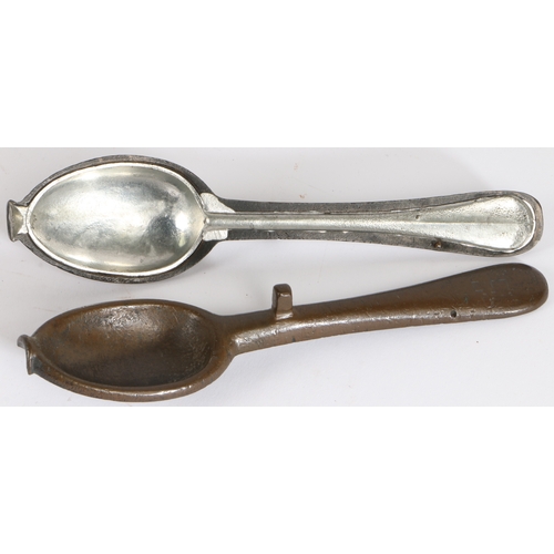 245 - A George III bronze-alloy spoon mould, circa 1760

 Typically in two parts, scratch ownership initia... 