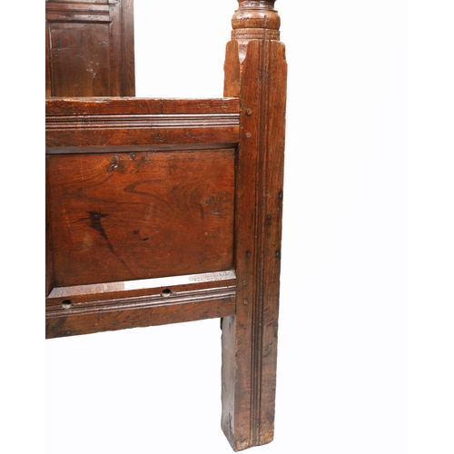 255 - A Charles II oak part 'tester-bed', Lancashire, circa 1670

 Without panelled tester, but with teste... 