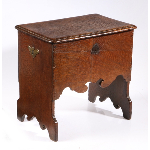 256 - A highly unusual William & Mary oak boarded box-stool, circa 1690

 Having a sliding one-piece top w... 