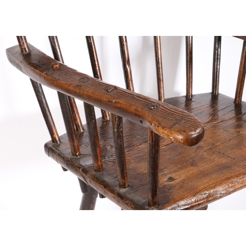 269 - A rare George III ash comb-back primitive Windsor armchair, circa 1800

 The back of seven hand-shap... 