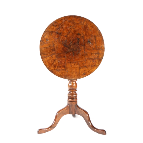 280 - A late George III yew and burr-yew tripod occasional table, circa 1820

The circular tilt-top with b... 