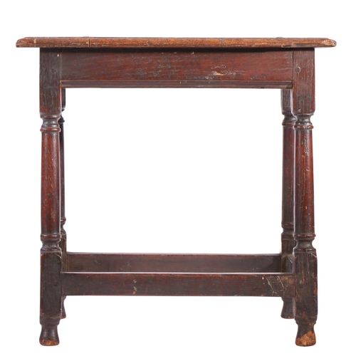 305 - A William and Mary oak joint stool, circa 1690

 Having an ovolo-moulded top, plain rails with lower... 