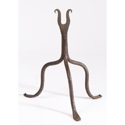 319 - A late 18th century wrought iron table-top light' or 'tool rest, possibly Scottish

 Designed with... 