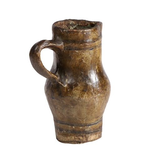 331 - A rare papier mâché jug

 Realistically modelled as a 15th century stoneware jug, height 15.5cm