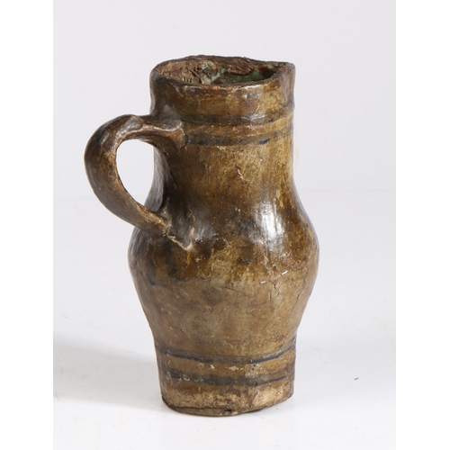 331 - A rare papier mâché jug

 Realistically modelled as a 15th century stoneware jug, height 15.5cm