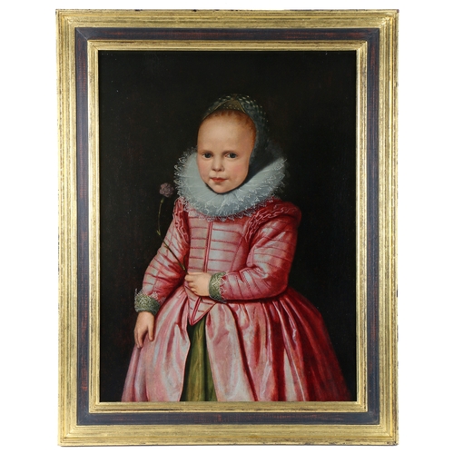 380 - Circle of Jacob Gerritsz, Cuyp (1594-1625)
 Three-quarter portrait of a child holding a carnation, c... 