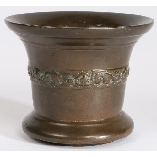 403 - A mid-17th century small bronze alloy mortar, Whitechapel Foundry, London, circa 1650

 Of flared fo... 