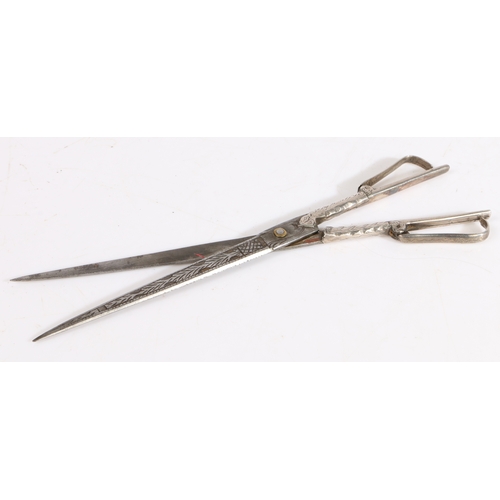 416 - A pair of steel and silver calligraphy scissors, Ottoman, circa 1700.

 Of typical form, with long s... 