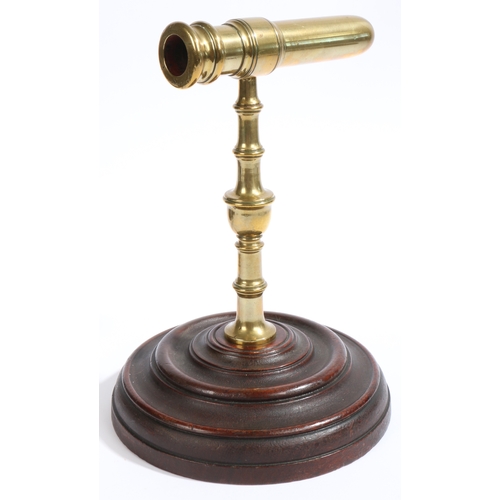 435 - An unusual George III cast brass goffering iron with rare original mahogany base, circa 1790

 The m... 