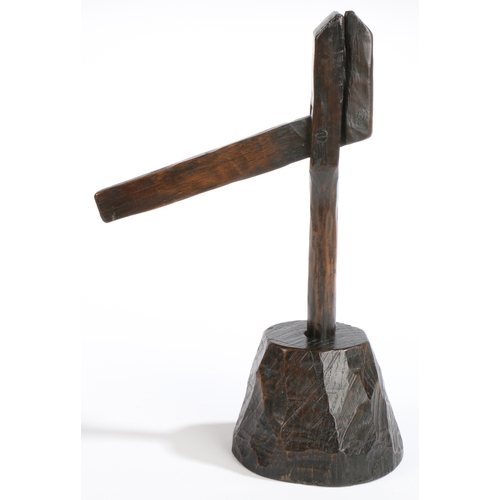 504 - A rare wooden rushlight holder, made completely in oak, and signed by the maker, Shropshire/Montgome... 