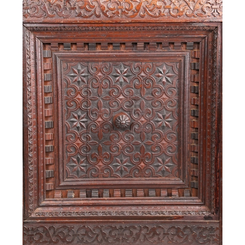 528 - A fine and rare Elizabeth I oak, sycamore, penwork and polychrome-decorated tester bed, circa 1570 a... 