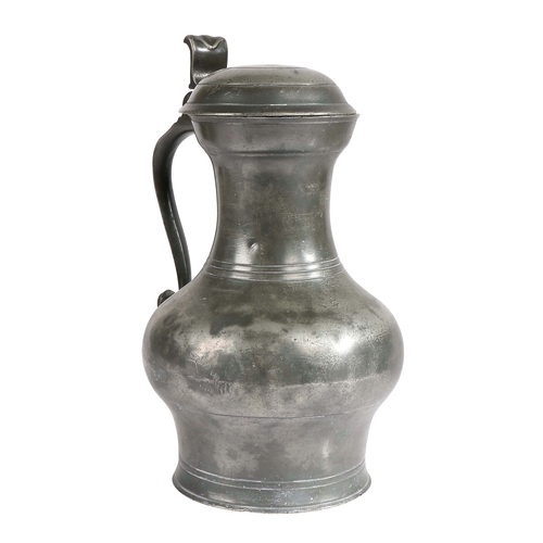 53 - A rare George I/II pewter Scots-pint lidded pot-bellied measure, Inverness, circa 1720-40

 With inc... 