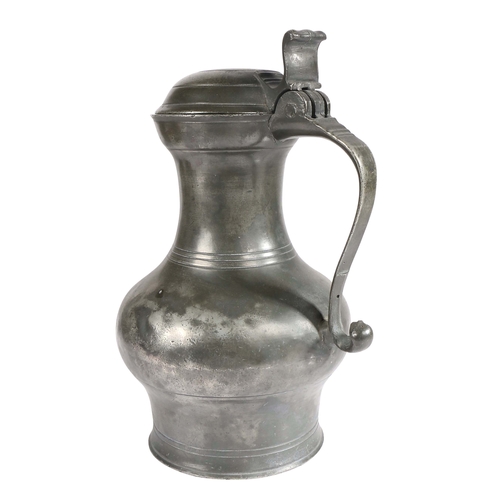 53 - A rare George I/II pewter Scots-pint lidded pot-bellied measure, Inverness, circa 1720-40

 With inc... 