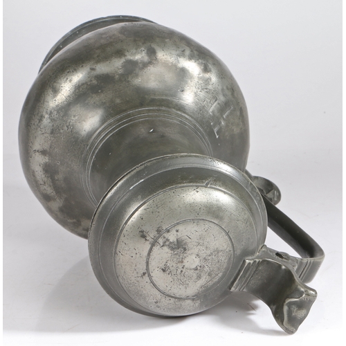 53 - A rare George I/II pewter Scots-pint lidded pot-bellied measure, Inverness, circa 1720-40

 With inc... 