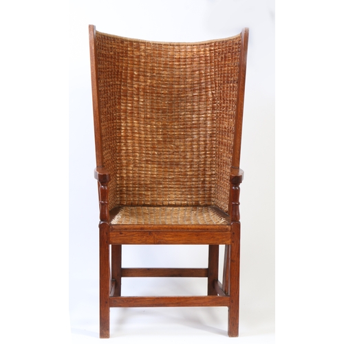 530 - An Orkney black oat straw and oak-framed Kirkness-type chair, circa 1900

 Of typical form, with bow... 