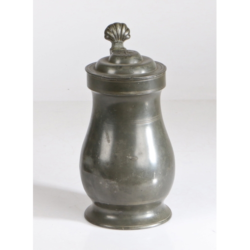 54 - A rare pewter Imperial quart double-domed lidded baluster measure, Glasgow, circa 1830

 The lid cen... 