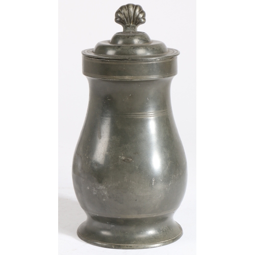 54 - A rare pewter Imperial quart double-domed lidded baluster measure, Glasgow, circa 1830

 The lid cen... 