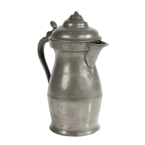 55 - A rare early 19th century pewter OEWS quart triple-dome lidded wine measure, Edinburgh, circa 1820

... 