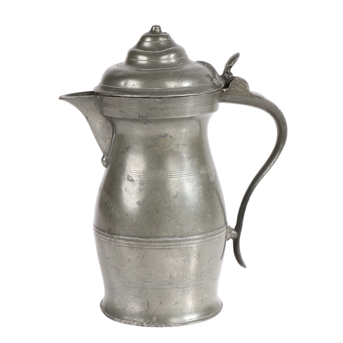 55 - A rare early 19th century pewter OEWS quart triple-dome lidded wine measure, Edinburgh, circa 1820

... 