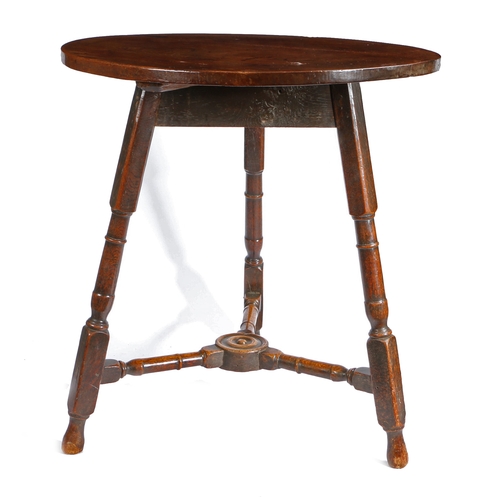 732 - A rare fruitwood and oak round/cricket table, Carmarthenshire, circa 1690-1720

 With circular two-p... 