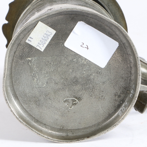 75 - A rare and documented William & Mary OEWS quart straight-sided dome-lidded tankard, Birmingham, circ... 