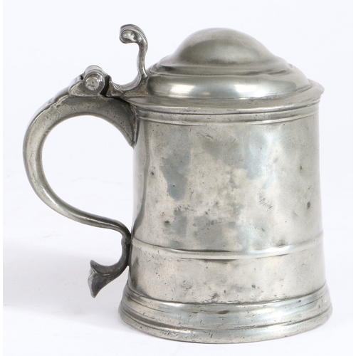 76 - A George II pewter OEAS pint dome-lidded straight-sided tankard, Bristol, circa 1730

 Having a drum... 