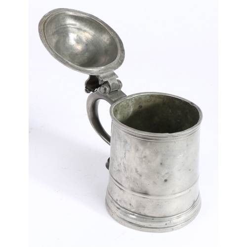 76 - A George II pewter OEAS pint dome-lidded straight-sided tankard, Bristol, circa 1730

 Having a drum... 