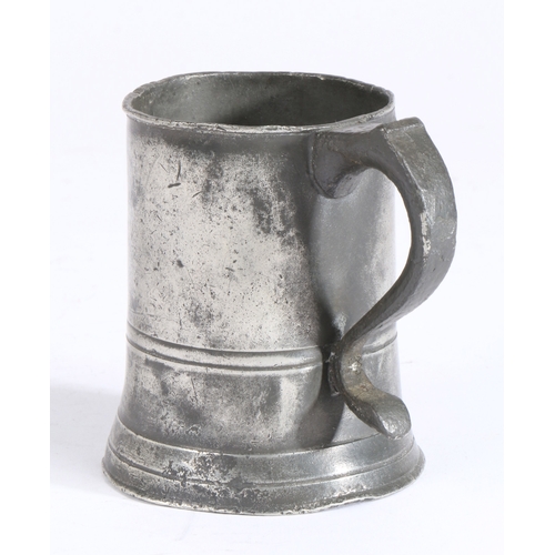 91 - A rare George III pewter half-pint straight-sided measure, Yorkshire, circa 1790

 With low single f... 