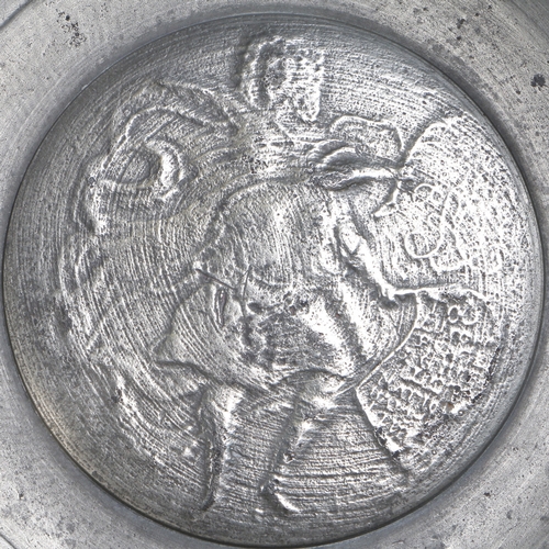 132 - The Treaty of Ryswick commemorative pewter porringer and cover: an exceptional English piece of pewt... 