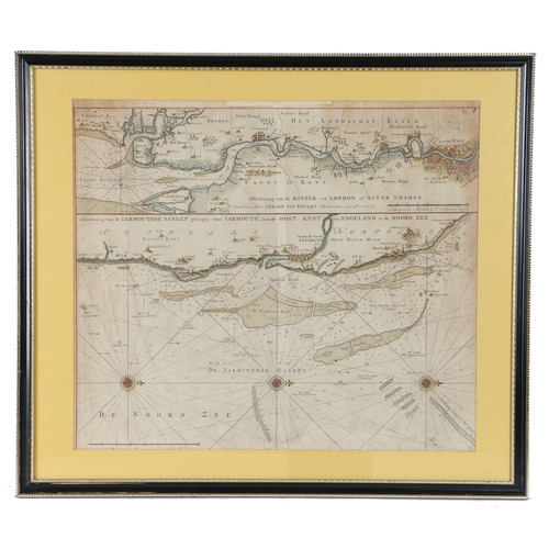 183 - A sea chart of the River Thames by Gerard Van Keulen , Afteekening van de Rivier van London of River... 