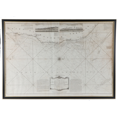 184 - A  New Chart of the Coast between Orford Ness and Hasbrough, uncoloured engraving by Laurie and Whit... 