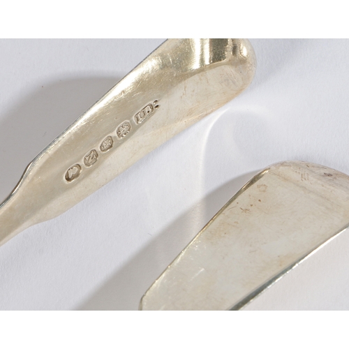 23 - A pair of Georgian fiddle pattern silver table spoons, London 1808, maker IB 124g total weight (2)