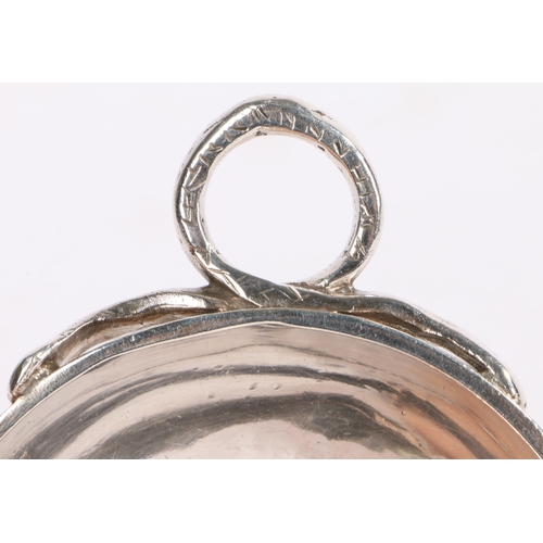 26 - A French silver tase du vin, possibly Sainte Menehould, maker Jean Joachim Jouette, the circular bow... 