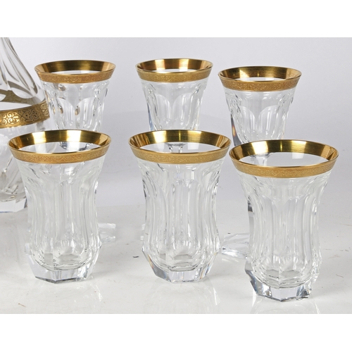 64 - A Moser 'Pope' suite of glassware, comprising a decanter, six wine glasses and six tumblers, all wit... 