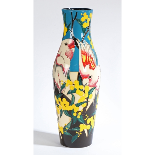 94 - A Moorcroft pottery Cockatoo large vase, circa 2014, designed by Vicky Lovatt, tube line decorated, ... 