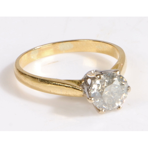 1 - An 18 carat gold diamond solitaire ring, the diamond at 1.50 carat within six claws, ring size P