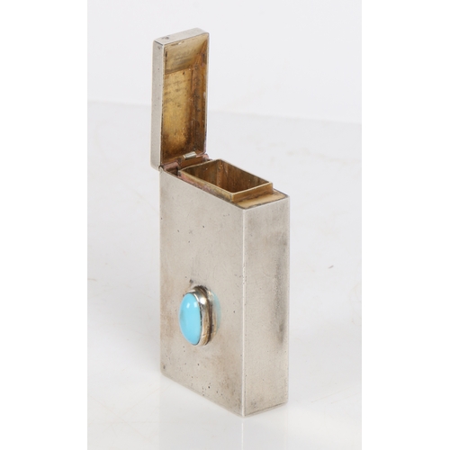 109 - Asprey, an Edward VII silver and turquoise shooting butt marker, London 1907, maker William Hornby, ... 