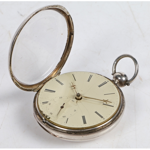 124 - Thomas Hallam, Nottingham, a Victorian silver open face pocket watch, the case London 1841, maker Jo... 