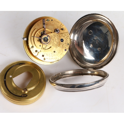 128 - Jonathan Bowen, London, A George III silver open face pocket watch, the case London 1813, maker WB, ... 