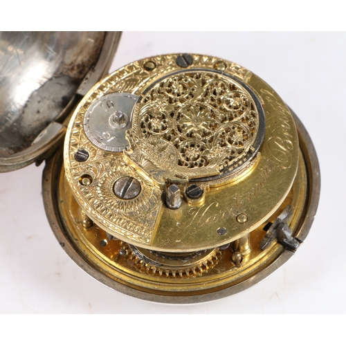 130 - William Hardeman, Bridge, A George III silver pair cased pocket watch, the inner and outer cases Lon... 