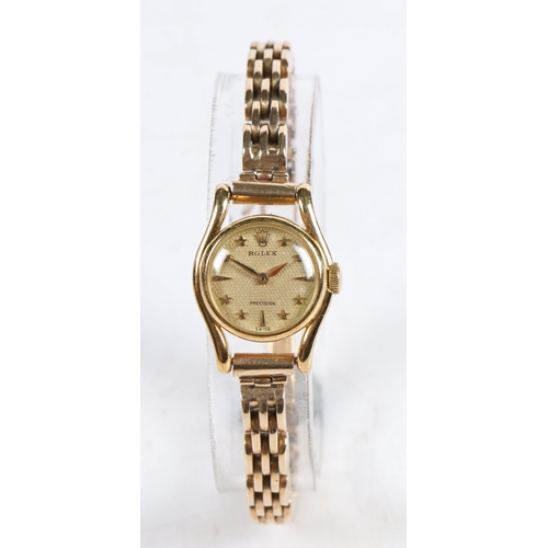 172 - A Rolex 18 carat gold ladies wristwatch, the signed dial with star and triangular markers, manual wo... 